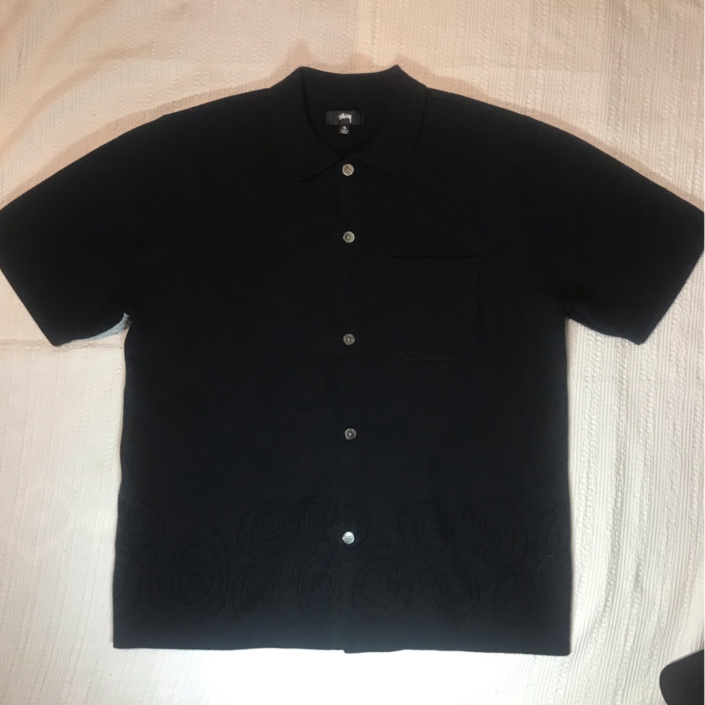 PERFORATED SWIRL-KNIT SHIRT